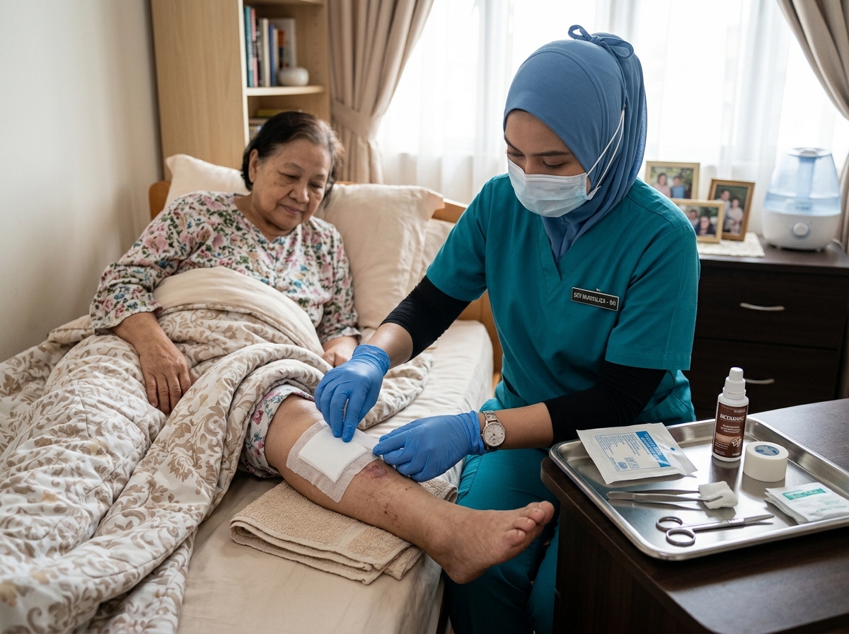 Malaysian Nurse Performing Sterile Wound Dressing